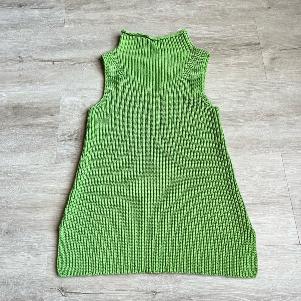 Ann Taylor Mock-neck Sleeveless Green Knit Sweater SZ S
